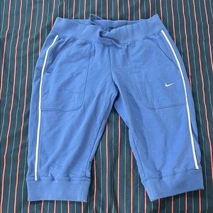 Nike Royal Blue Cropped Jogger Pants with White Side Stripe